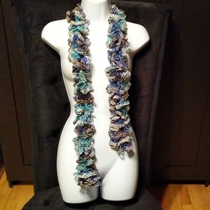 Gorgeous Navy, blue, & gold crocheted scarf